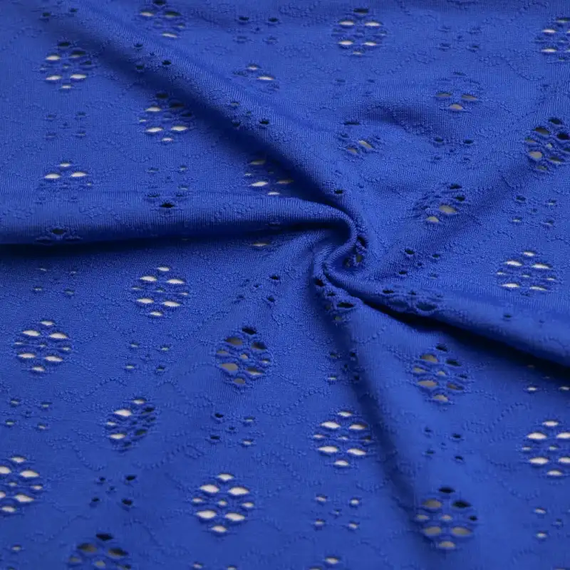 China Fabric for Dresses (Pullover) (Sweater) Mesh Knit Fabric Recycled Polyester Spandex Navy color buy from China wholesaler bulk order at wholesale price free worldwide shipping Alibaba