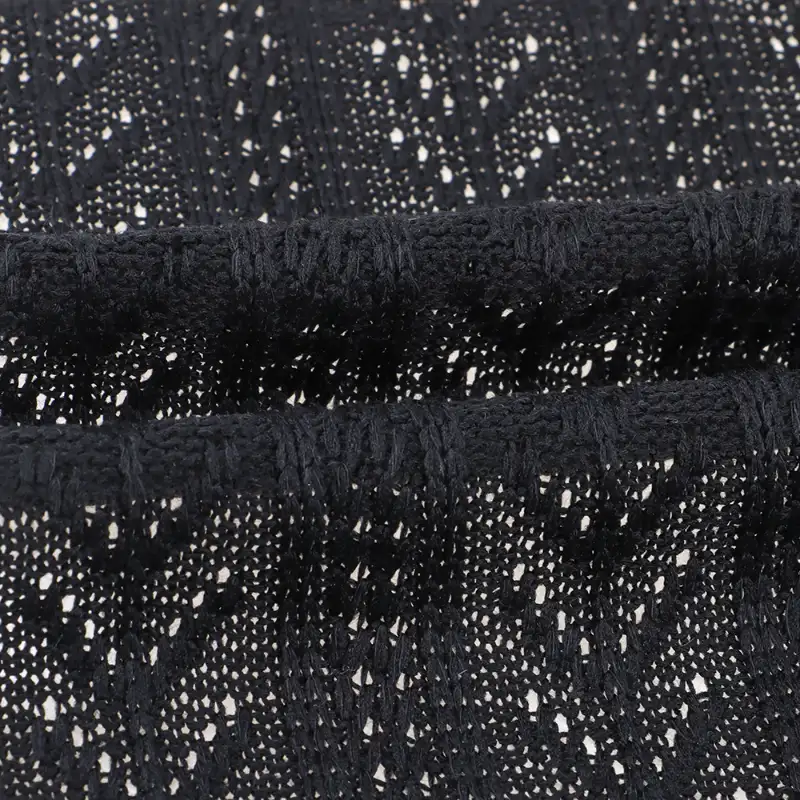 China Fabric for Dresses (Cardigan Open) (Sweater) Weft Jacquard Knit Fabric Polyester BLACK color buy from China wholesaler bulk order at wholesale price free worldwide shipping Alibaba