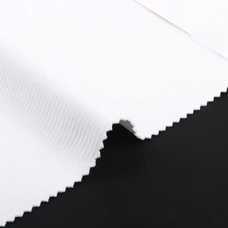 China Fabric for Hoodie  (Sweater),Dresses (Pullover) (Sweater) Rib Knit Fabric Polyester Cotton Elastane white color buy from China wholesaler bulk order at wholesale price free worldwide shipping Alibaba