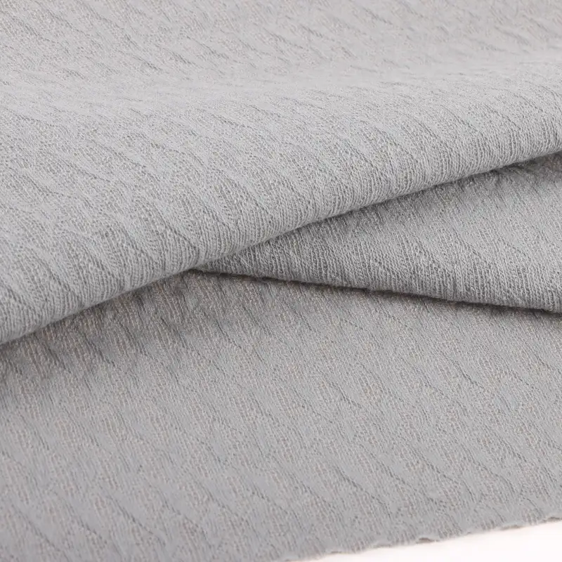 China Fabric for Pants,T-Shirt,Shorts Weft Jacquard Knit Fabric Polyester Cotton Spandex Grey color buy from China wholesaler bulk order at wholesale price free worldwide shipping Alibaba