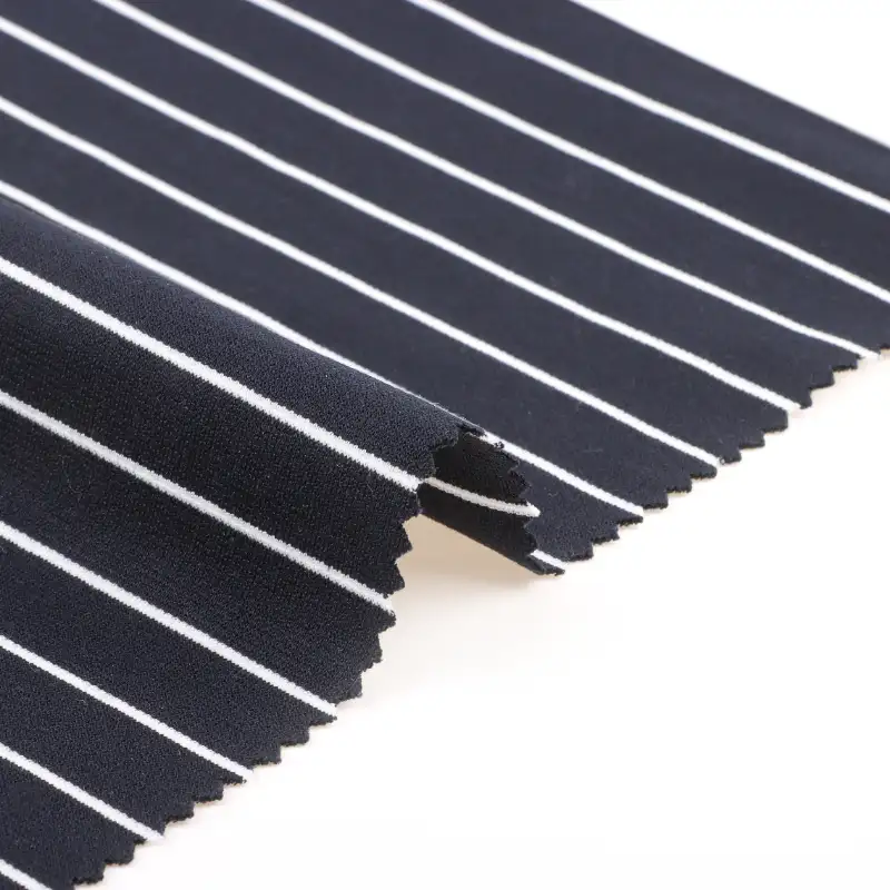 China Fabric for Pants,T-Shirt,Polo Shirt,Shorts,Tracksuits Ponte Roma Knit Fabric Recycled Cotton Polyester Spandex Blue and white color buy from China wholesaler bulk order at wholesale price free worldwide shipping Alibaba