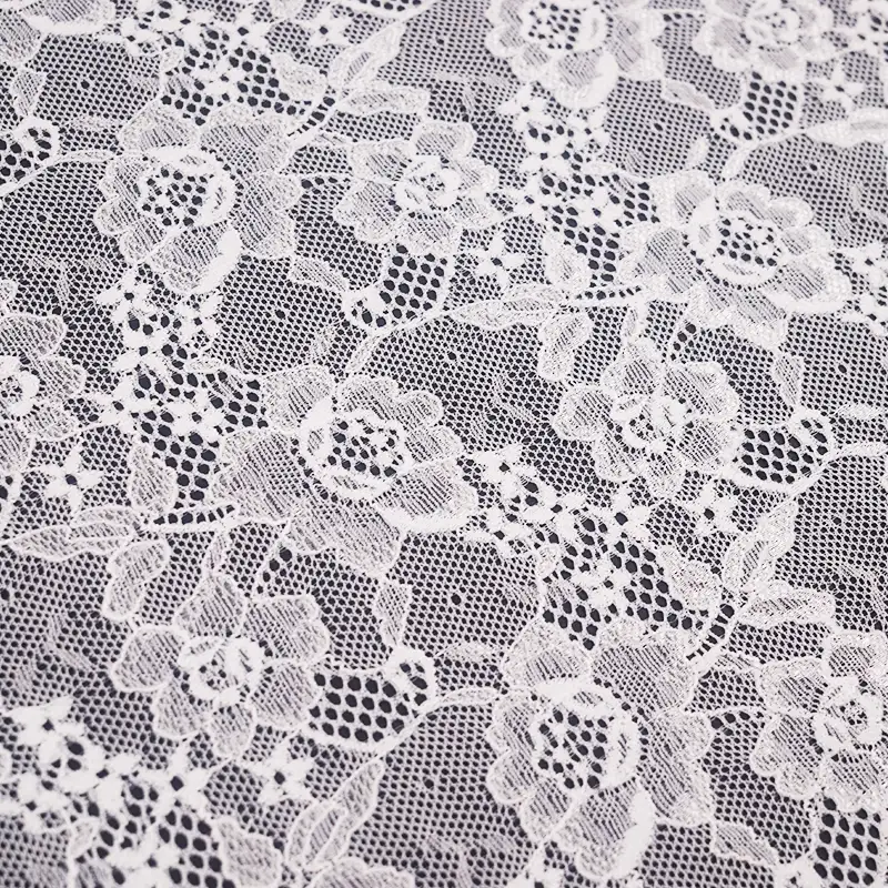 China Fabric for T-Shirt,Skirt Lace Knit Fabric Nylon Spandex White color buy from China wholesaler bulk order at wholesale price free worldwide shipping Alibaba