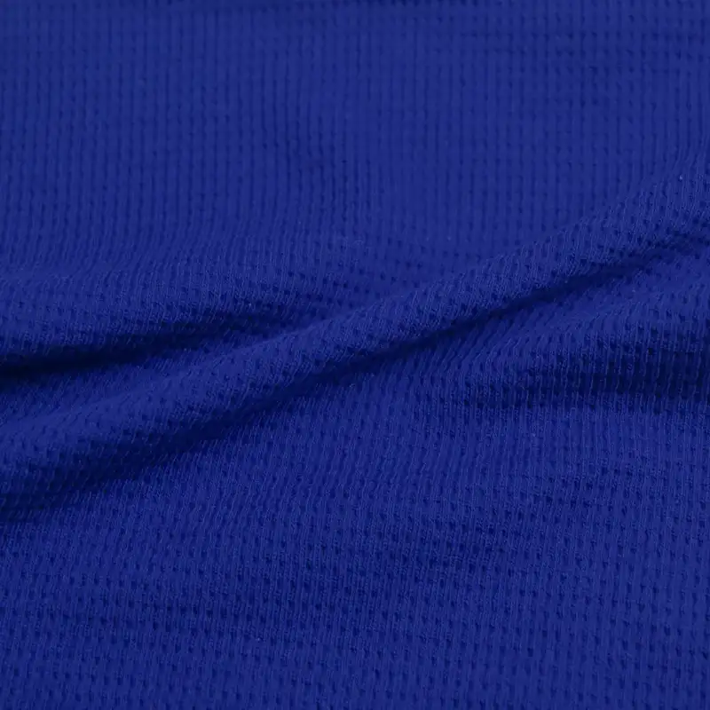 China Fabric for T-Shirt,Hoodie,Ladies Vest (Sweater),Men’s Vest (Sweater),T-shirt (Sweater),Polo T-shirt (Sweater) Waffle Knit Fabric Cotton Polyester Blue color buy from China wholesaler bulk order at wholesale price free worldwide shipping Alibaba