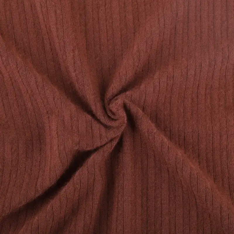 China Fabric for Crop Top,Hoodie,Tank Top Rib Knit Fabric Rayon Spandex Brown color buy from China wholesaler bulk order at wholesale price free worldwide shipping Alibaba