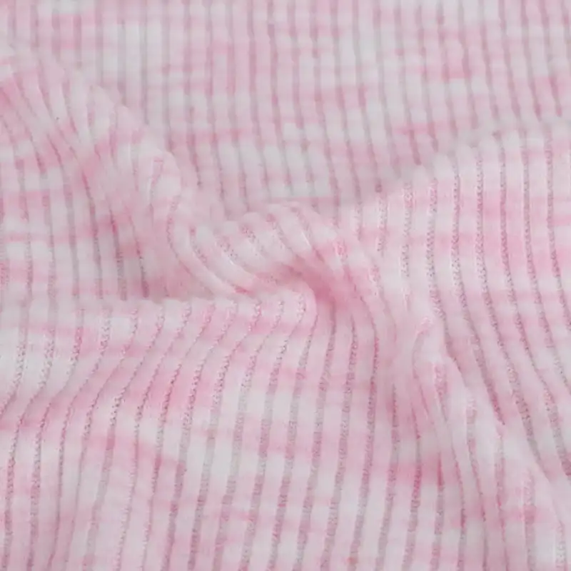 China Fabric for Tank Top,Ladies Vest (Sweater),Hoodie  (Sweater),Dresses (Cardigan Open) (Sweater) Rib Knit Fabric Polyester Spandex Pink color buy from China wholesaler bulk order at wholesale price free worldwide shipping Alibaba