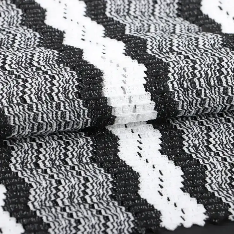 China Fabric for Tank Top,Blouse,Dresses (Pullover) (Sweater) Lace Knit Fabric Polyester Elastane black /white color buy from China wholesaler bulk order at wholesale price free worldwide shipping Alibaba