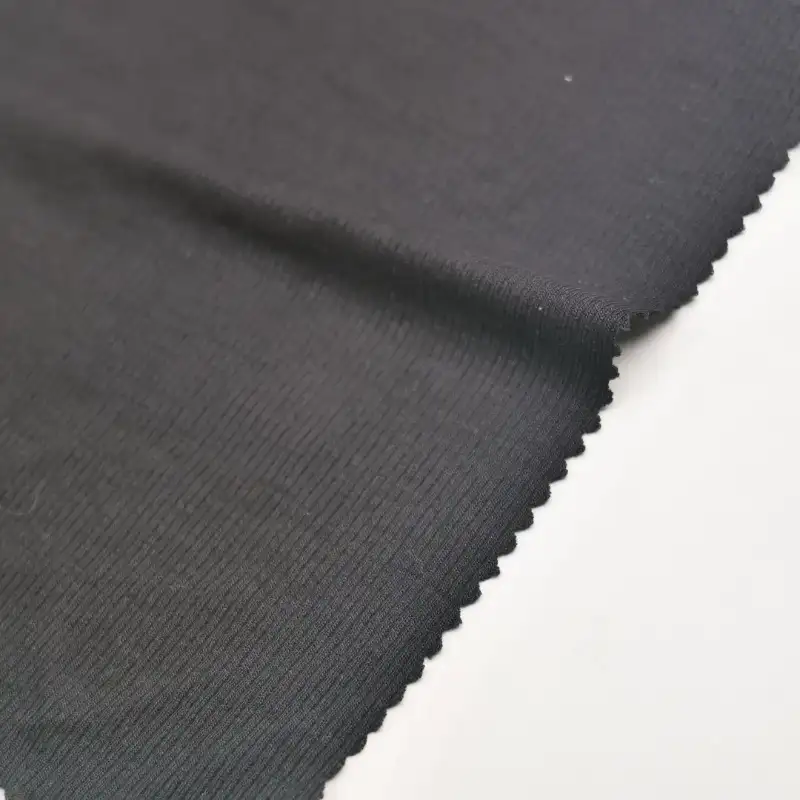 China Fabric for Yoga Clothes,Ladies Vest (Sweater),Knitted Jacket (Sweater),T-shirt (Sweater),Polo T-shirt (Sweater) Rib Knit Fabric Modal Spandex black color buy from China wholesaler bulk order at wholesale price free worldwide shipping Alibaba