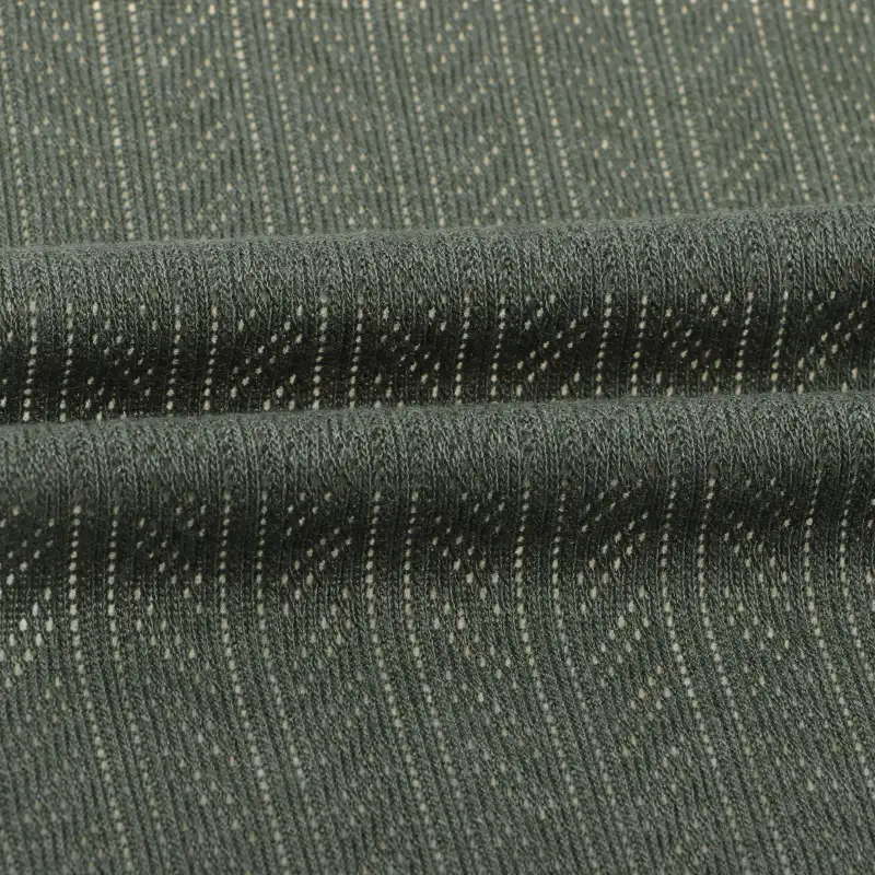 China Fabric for T-Shirt Weft Jacquard Knit Fabric Polyester Rayon Olive Green color buy from China wholesaler bulk order at wholesale price free worldwide shipping Alibaba