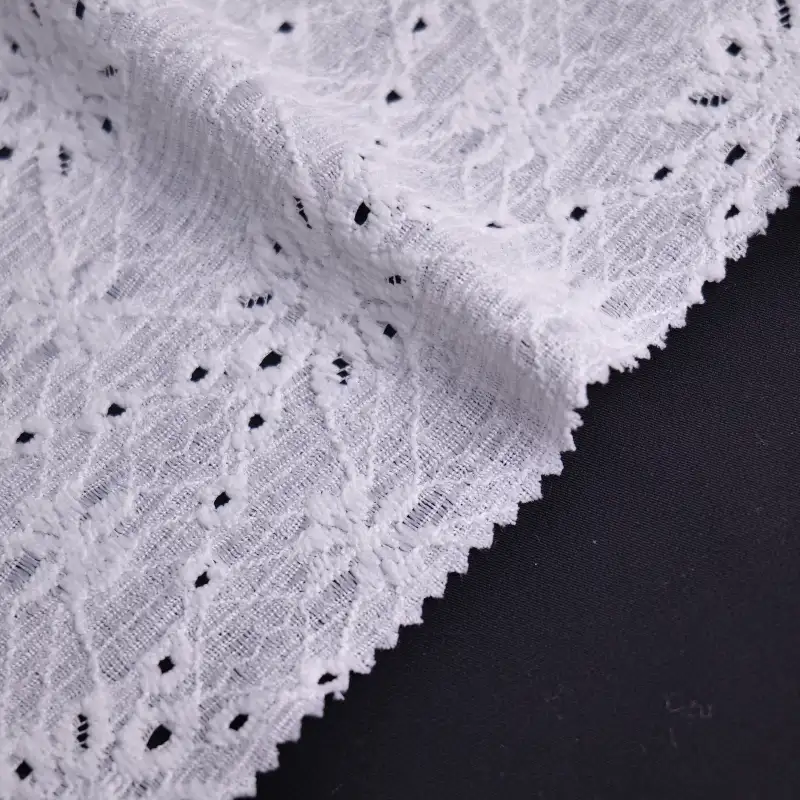 China Fabric for Shirt,Skirt Lace Knit Fabric Polyester Spandex White color buy from China wholesaler bulk order at wholesale price free worldwide shipping Alibaba