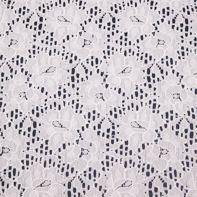 China Fabric for Skirt Lace Knit Fabric Nylon Spandex White color buy from China wholesaler bulk order at wholesale price free worldwide shipping Alibaba