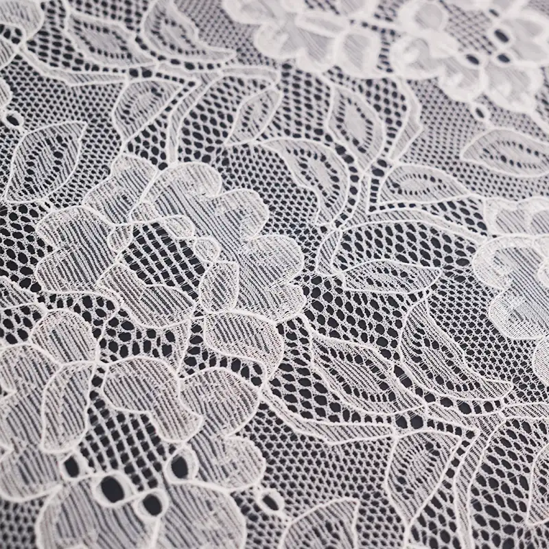 China Fabric for T-Shirt,Skirt Lace Knit Fabric Nylon Spandex White color buy from China wholesaler bulk order at wholesale price free worldwide shipping Alibaba