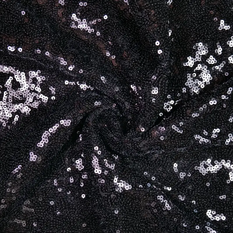 China Fabric for Tank Top,Skirt (Sweater) Sequined Mesh Fabric Knit Fabric Polyester Spandex Black color buy from China wholesaler bulk order at wholesale price free worldwide shipping Alibaba