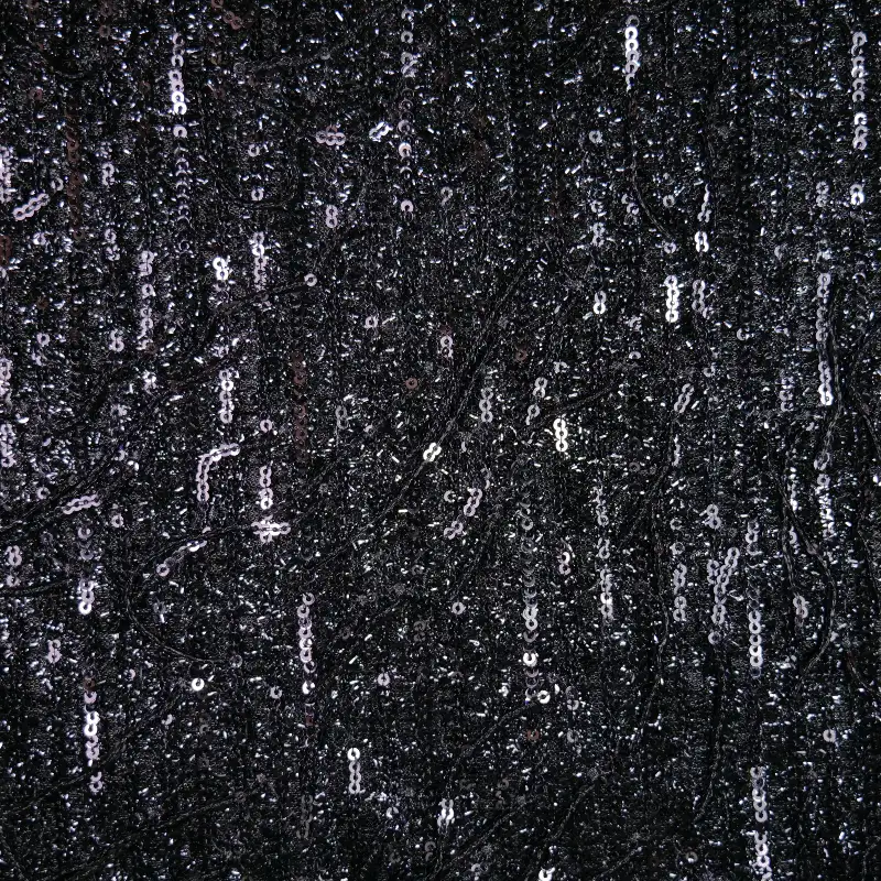 China Fabric for Skirt (Sweater) Sequined Mesh Fabric Knit Fabric Polyester Spandex Black color buy from China wholesaler bulk order at wholesale price free worldwide shipping Alibaba