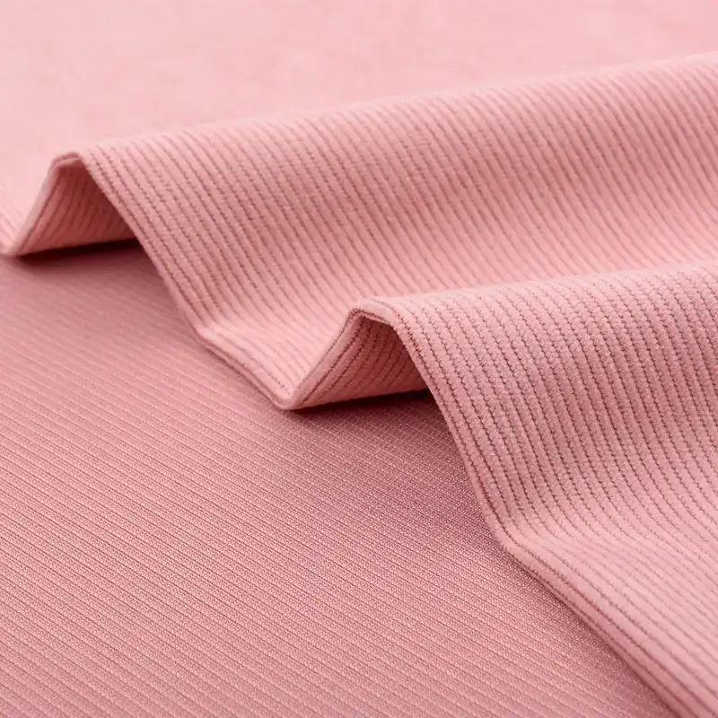 China Fabric for Pants,Polo Shirt,Tank Top,Blouse,Crew Neck Pullover (Sweater) knitted Corduroy Knit Fabric Polyester pink color buy from China wholesaler bulk order at wholesale price free worldwide shipping Alibaba