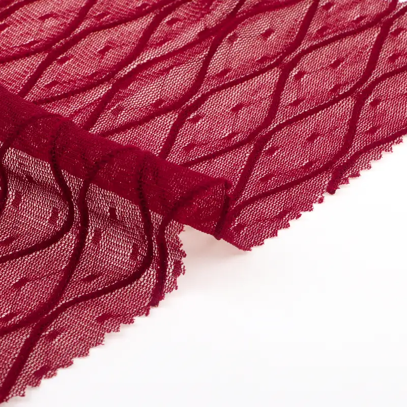 China Fabric for Crop Top,Lingerie,Skirt (Sweater) Lace Knit Fabric Nylon Spandex Red color buy from China wholesaler bulk order at wholesale price free worldwide shipping Alibaba