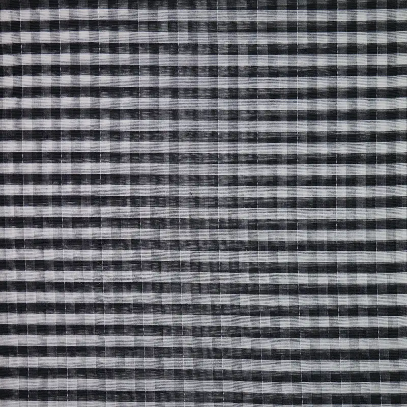 China Fabric for Shirt,Blouse,Crop Top,Skirt,Dresses (Cardigan Button) (Sweater),Skirt (Sweater) Yarn Dyed Check Woven Blended Fabric Silk Polyester Cotton Black color buy from China wholesaler bulk order at wholesale price free worldwide shipping Alibaba