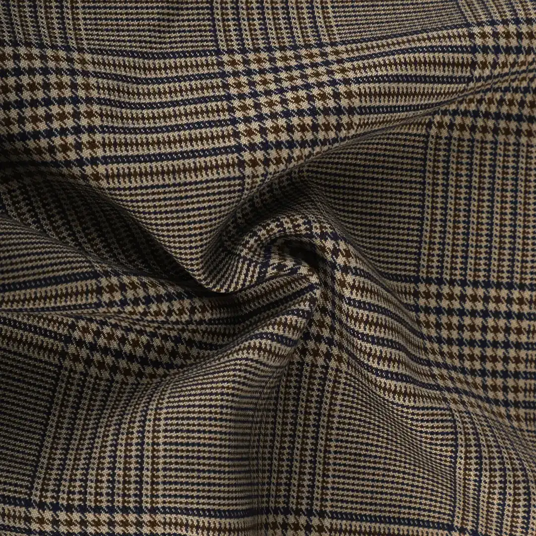 China Fabric for Blazer,Skirt,Suit Polyester Jacquard Synthetic Woven Fabric Polyester Rayon Spandex Brown/Navy/Cream color buy from China wholesaler bulk order at wholesale price free worldwide shipping Alibaba