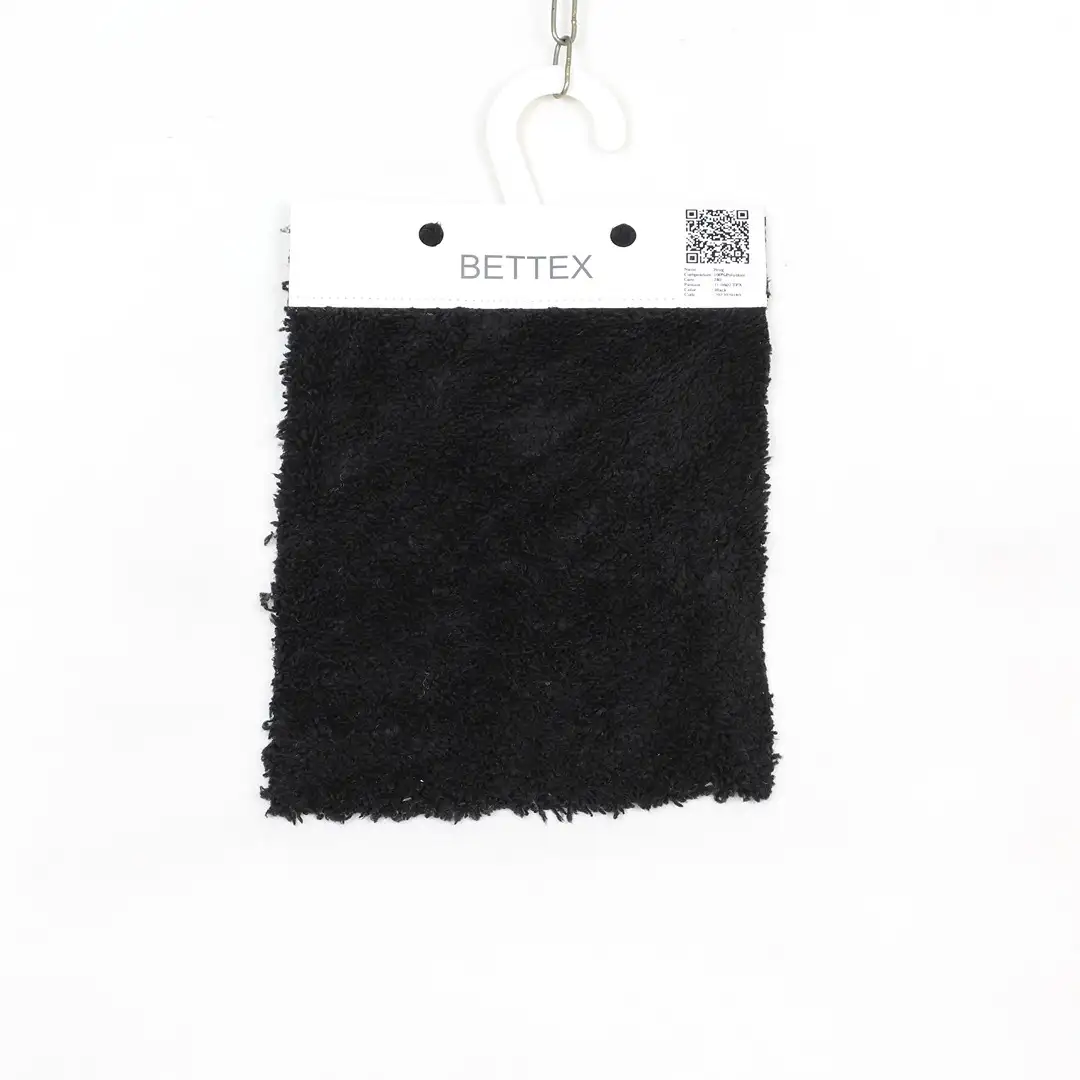 China Fabric for Overcoat,Bomber Jacket,Trench Coat Sherpa Knit Fabric Polyester Black color buy from China wholesaler bulk order at wholesale price free worldwide shipping Alibaba