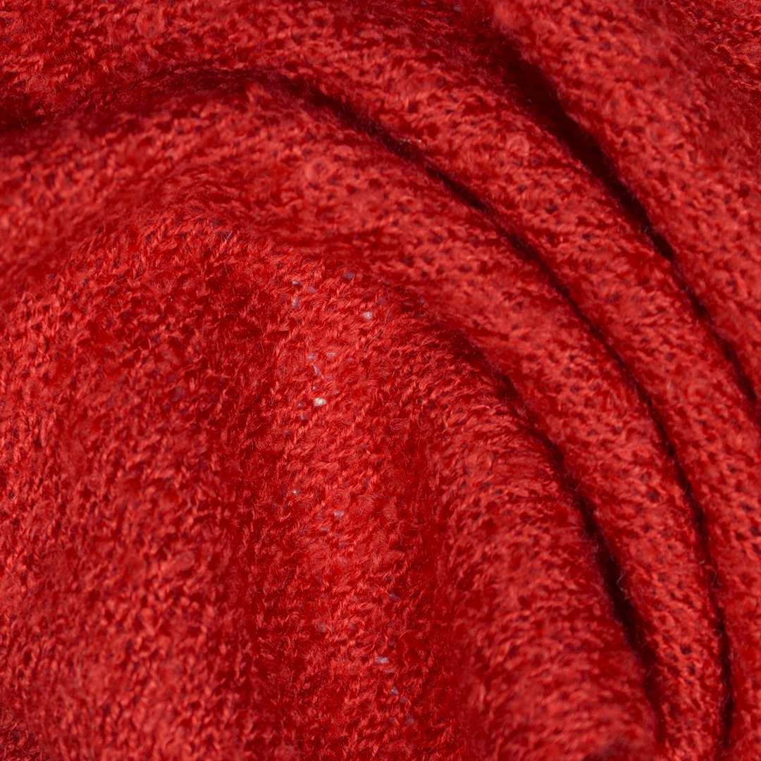 red yarn cone in white background, China yarn in 1/9s Nm yarn count, yarn for knitting sweater, fancy yarn, boucle yarn, acrylic yarn, wholesale price yarn, discount price yarn, red fancy yarn cone.