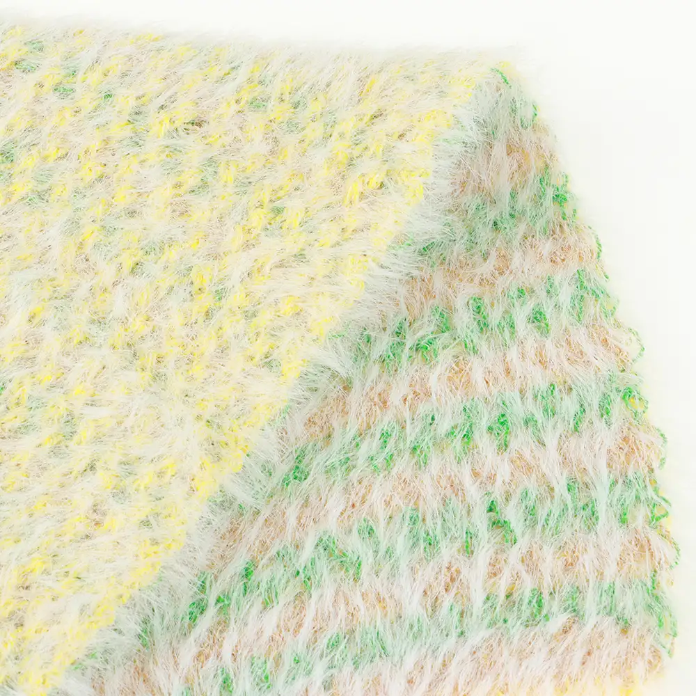 China Yarn for Ladies Vest (Sweater),Crop Top Pullover (Sweater),Dresses (Cardigan Button) (Sweater) Cat Feather Yarn Fancy Yarn Nylon Recycled Polyester green with yellow color buy from China wholesaler bulk order at wholesale price free worldwide shipping Alibaba