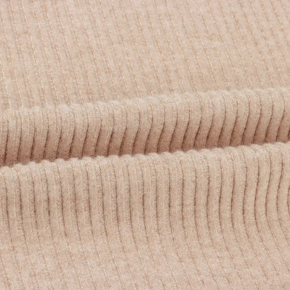 China Fabric for Crop Top,Hoodie,Tank Top Rib Knit Fabric Polyester Rayon Spandex Khaki color buy from China wholesaler bulk order at wholesale price free worldwide shipping Alibaba