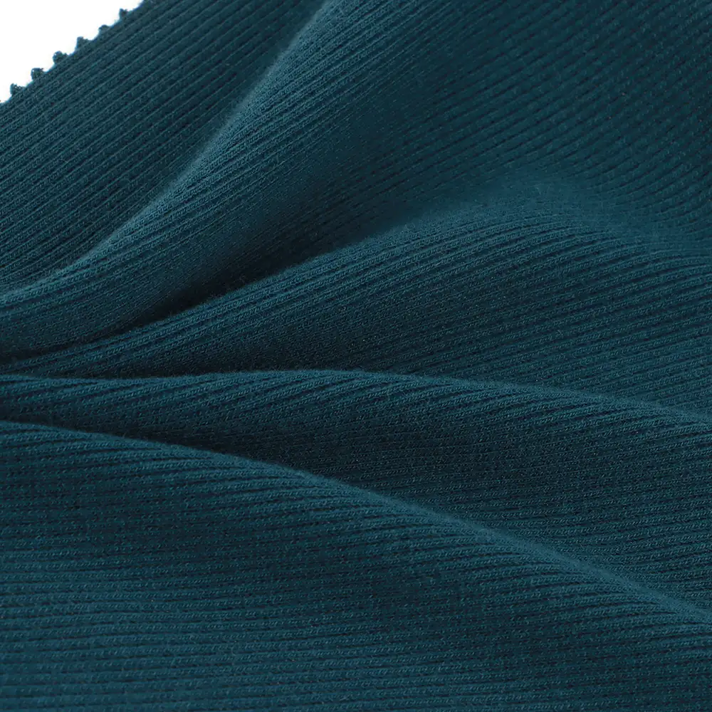 China Fabric for Tank Top,Crop Top,Hoodie Rib Knit Fabric Polyester Cotton Spandex Green color buy from China wholesaler bulk order at wholesale price free worldwide shipping Alibaba
