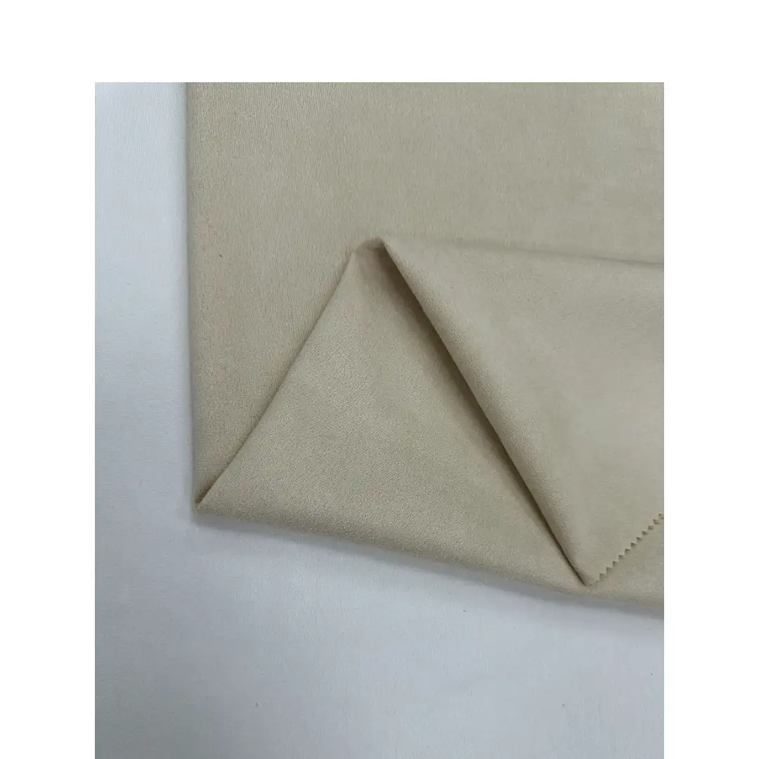 China Fabric for Jacket,Pants,Blazer Weft Suede Knit Fabric Polyester Elastane 杏色 color buy from China wholesaler bulk order at wholesale price free worldwide shipping Alibaba