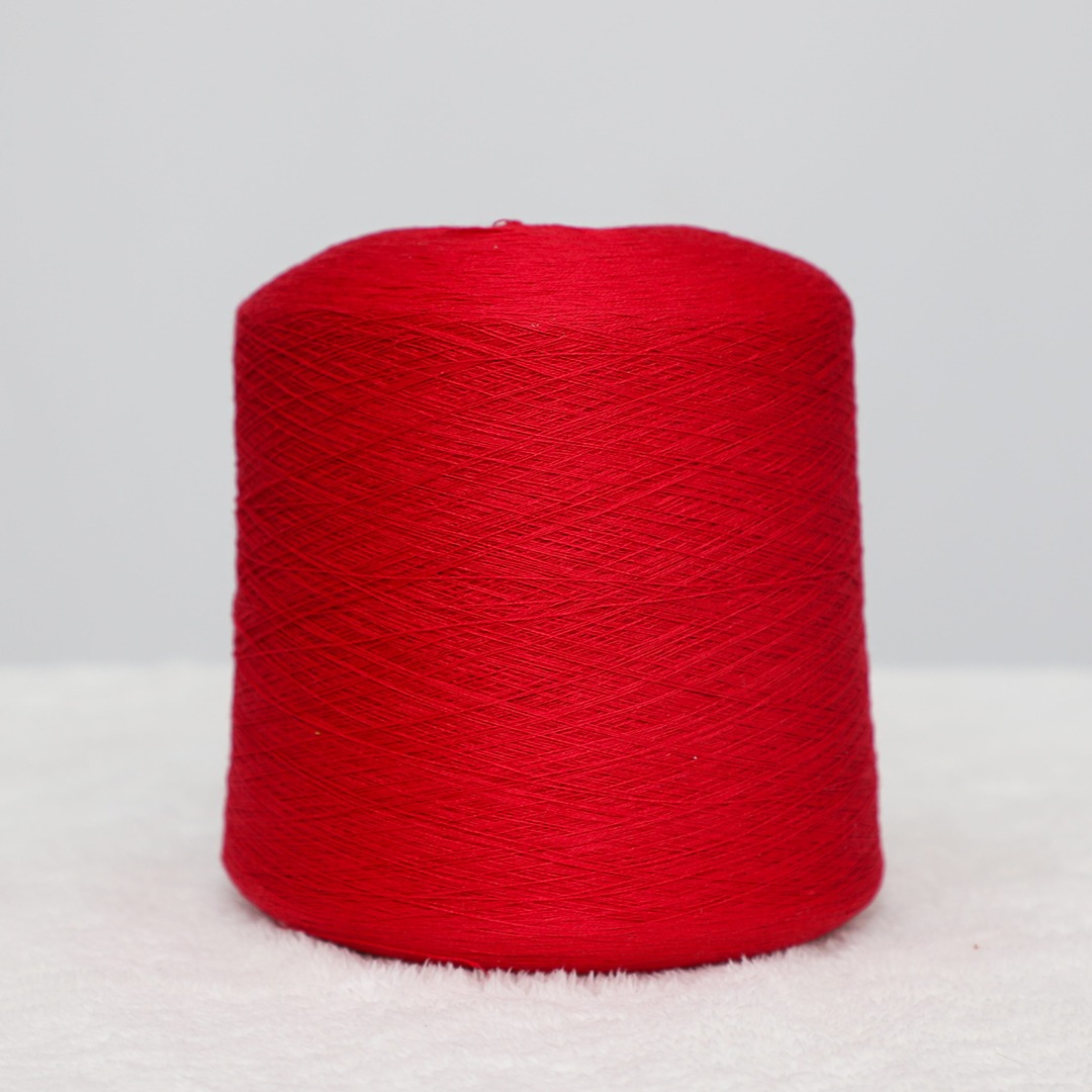 China Yarn for Polo T-shirt (Sweater),Crew Neck Pullover (Sweater),Half-Zipper Cardigan (Sweater) Ring Spun Regular Yarn Cotton Recycled Polyester Red color buy from China wholesaler bulk order at wholesale price free worldwide shipping Alibaba