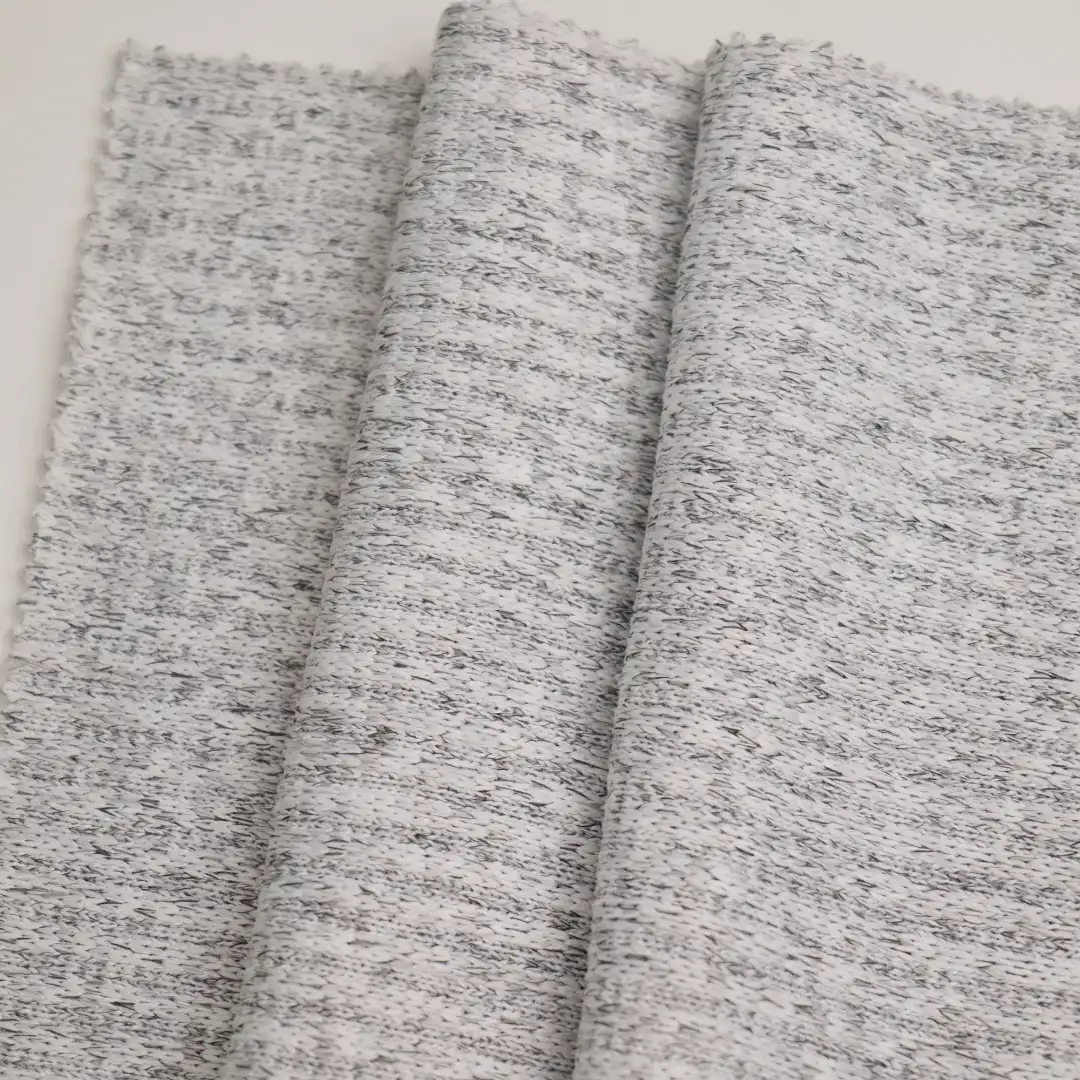 China Fabric for Hoodie,Ladies Vest ,Men’s Vest ,Open Cardigan ,Dresses (Cardigan Open) ,Dresses (Cardigan Button)  Rib Knit Fabric Polyester Light Grey Melange color buy from China wholesaler bulk order at wholesale price free worldwide shipping Alibaba