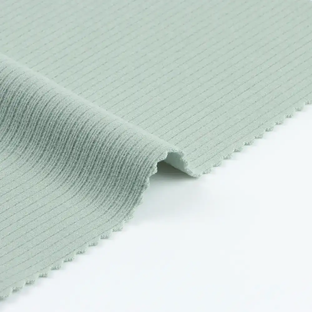 China Fabric for Tank Top,Crop Top,Hoodie Rib Knit Fabric Polyester Spandex Solid-Light Green color buy from China wholesaler bulk order at wholesale price free worldwide shipping Alibaba
