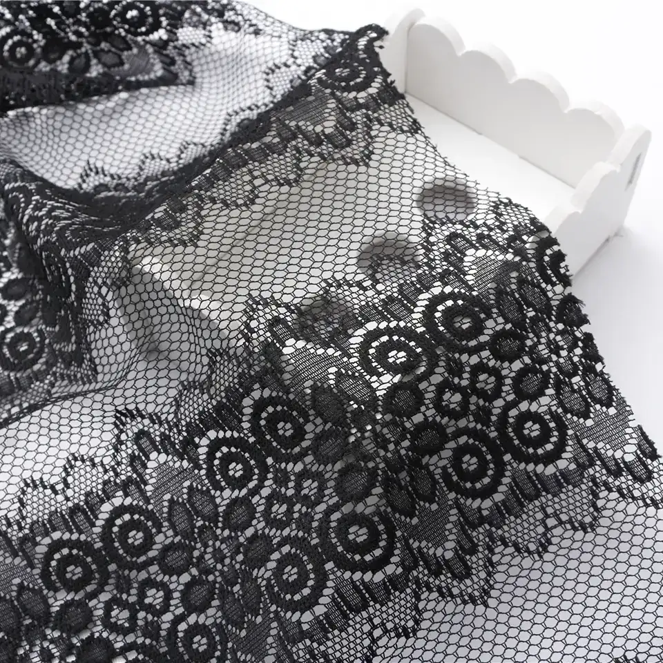 China Fabric for Skirt Lace Knit Fabric Polyester black color buy from China wholesaler bulk order at wholesale price free worldwide shipping Alibaba