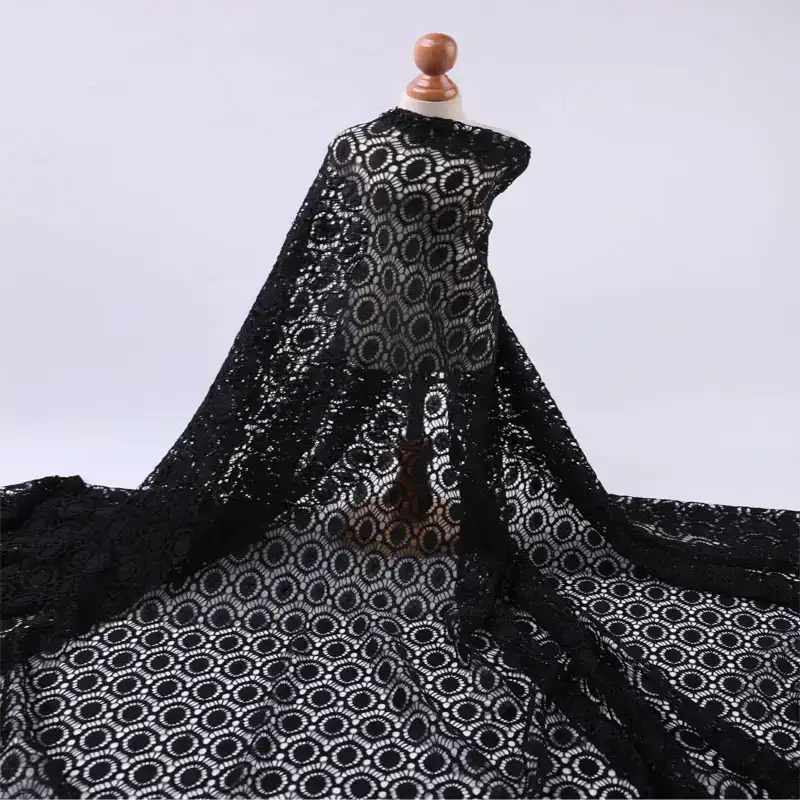 China Fabric for Shirt,Skirt Lace Knit Fabric Nylon Spandex black color buy from China wholesaler bulk order at wholesale price free worldwide shipping Alibaba