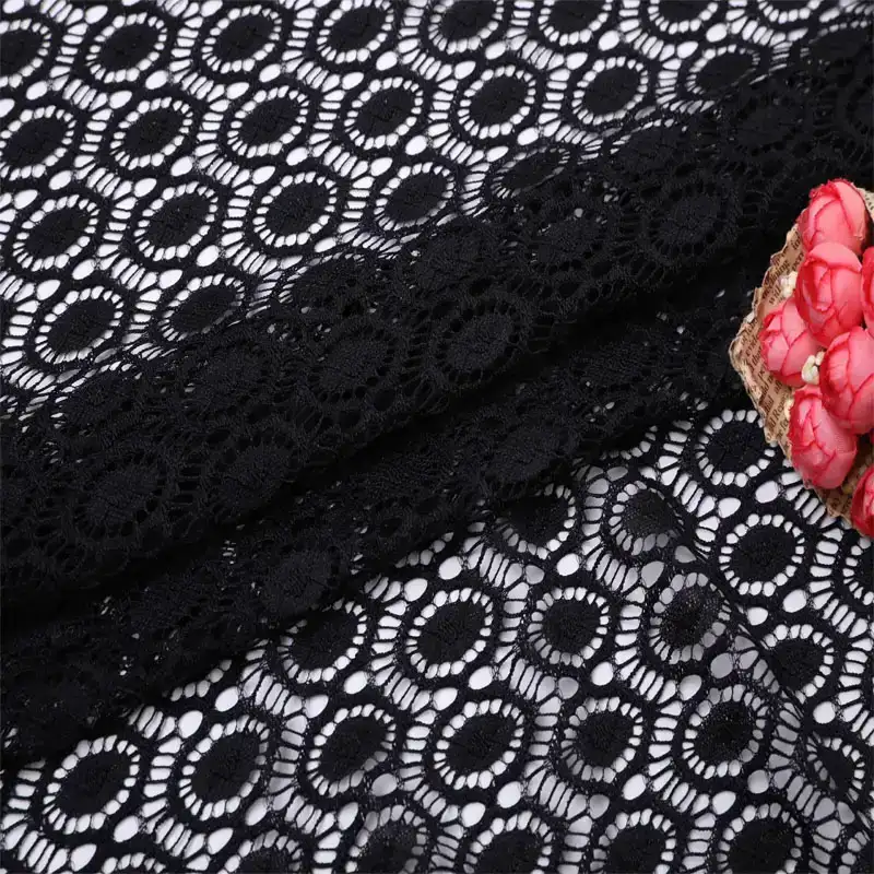 China Fabric for Shirt,Skirt Lace Knit Fabric Nylon Spandex black color buy from China wholesaler bulk order at wholesale price free worldwide shipping Alibaba