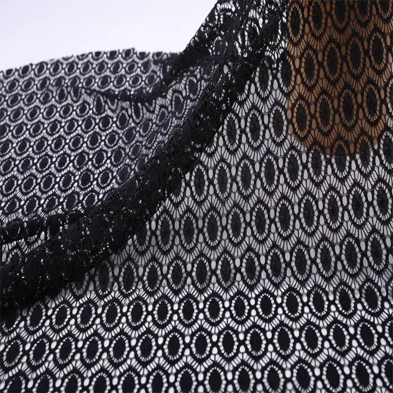 China Fabric for Shirt,Skirt Lace Knit Fabric Nylon Spandex black color buy from China wholesaler bulk order at wholesale price free worldwide shipping Alibaba