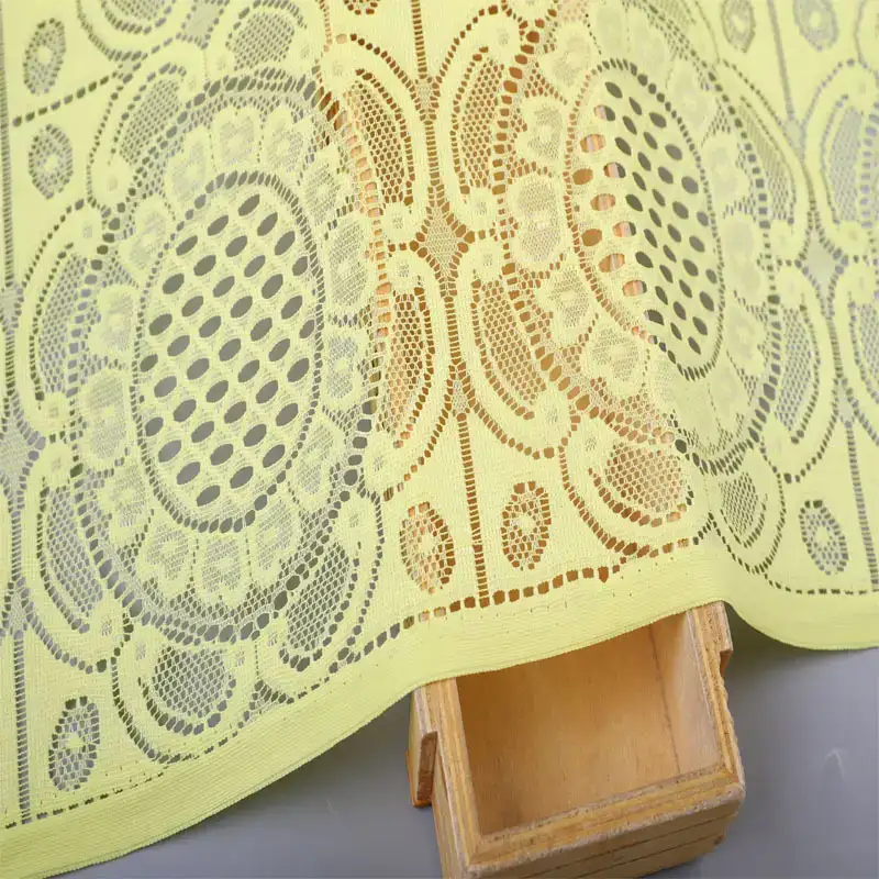 China Fabric for Skirt Lace Knit Fabric Polyester Yellow color buy from China wholesaler bulk order at wholesale price free worldwide shipping Alibaba