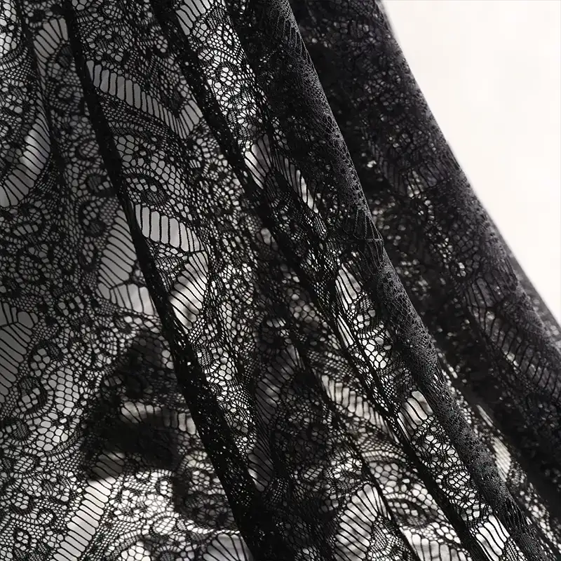 China Fabric for Shirt,Skirt Lace Knit Fabric Polyester Black color buy from China wholesaler bulk order at wholesale price free worldwide shipping Alibaba