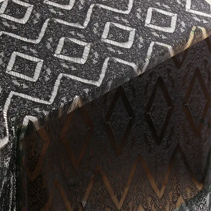 China Fabric for Shirt,Skirt Lace Knit Fabric Polyester Black color buy from China wholesaler bulk order at wholesale price free worldwide shipping Alibaba