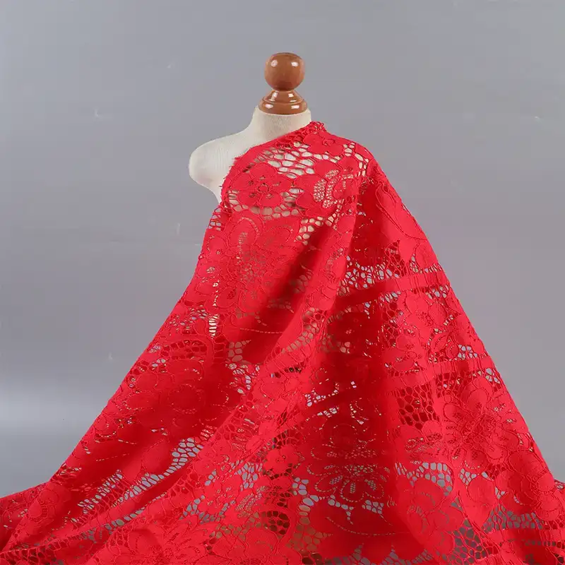 China Fabric for Shirt,Pants,Skirt Lace Knit Fabric Cotton Nylon Red color buy from China wholesaler bulk order at wholesale price free worldwide shipping Alibaba