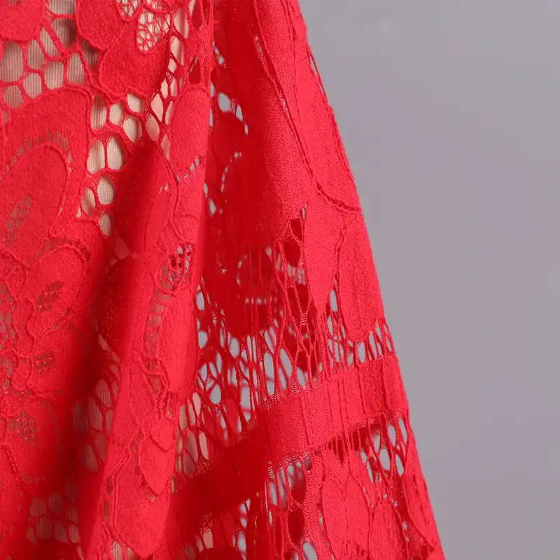 China Fabric for Shirt,Pants,Skirt Lace Knit Fabric Cotton Nylon Red color buy from China wholesaler bulk order at wholesale price free worldwide shipping Alibaba