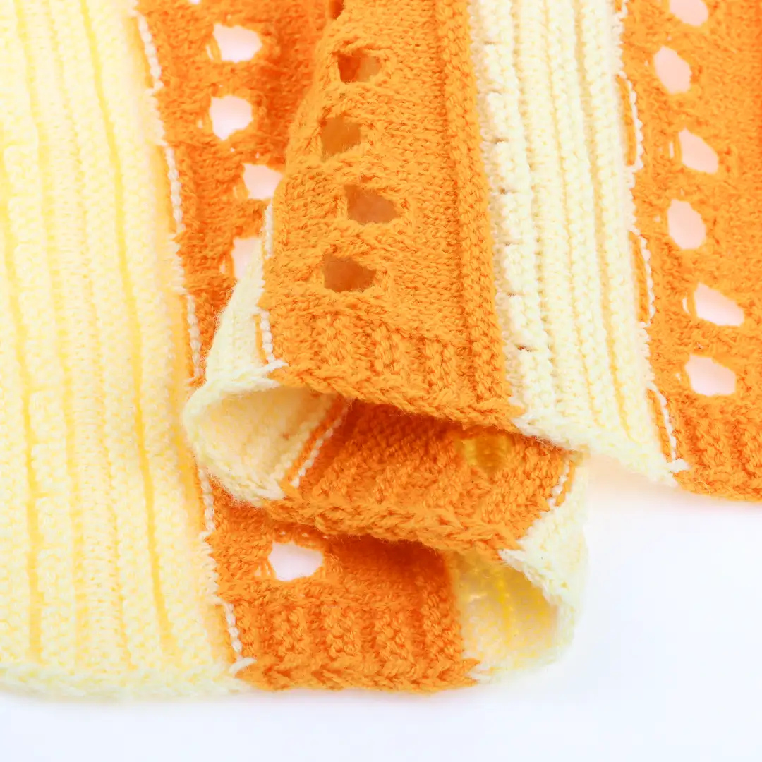 China Yarn for Ladies Vest (Sweater),Open Cardigan (Sweater),Shirt Long Sleeve Button (Sweater) Boucle Yarn Fancy Yarn BCI Cotton Recycled Polyester LT YELLOW/ ORANGE color buy from China wholesaler bulk order at wholesale price free worldwide shipping Alibaba