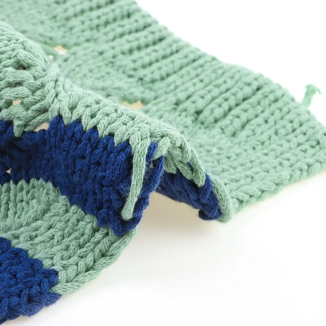 China Yarn for Polo Shirt,Blouse,Round Neck Pullover (Sweater),Crew Neck Pullover (Sweater),Crop Top Pullover (Sweater) Tubular Tape Yarn Fancy Yarn BCI Cotton Blue-green color buy from China wholesaler bulk order at wholesale price free worldwide shipping Alibaba
