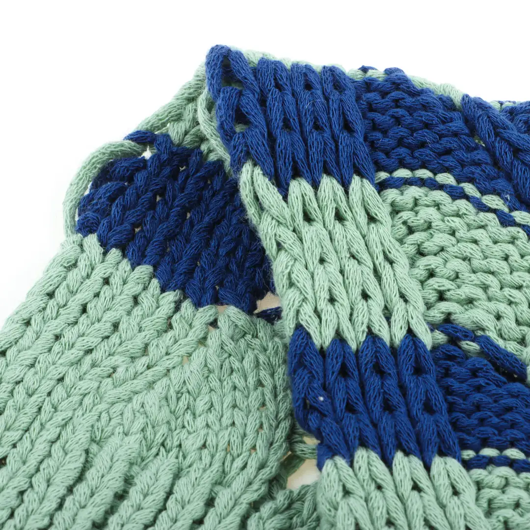 China Yarn for Polo Shirt,Blouse,Round Neck Pullover (Sweater),Crew Neck Pullover (Sweater),Crop Top Pullover (Sweater) Tubular Tape Yarn Fancy Yarn BCI Cotton Blue-green color buy from China wholesaler bulk order at wholesale price free worldwide shipping Alibaba
