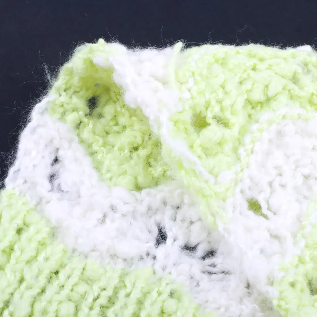 China Yarn for Round Neck Pullover (Sweater),Crew Neck Pullover (Sweater),Crop Top Pullover (Sweater) Knot Yarn Fancy Yarn CMIA Cotton Acrylic Recycled Polyester White&green color buy from China wholesaler bulk order at wholesale price free worldwide shipping Alibaba