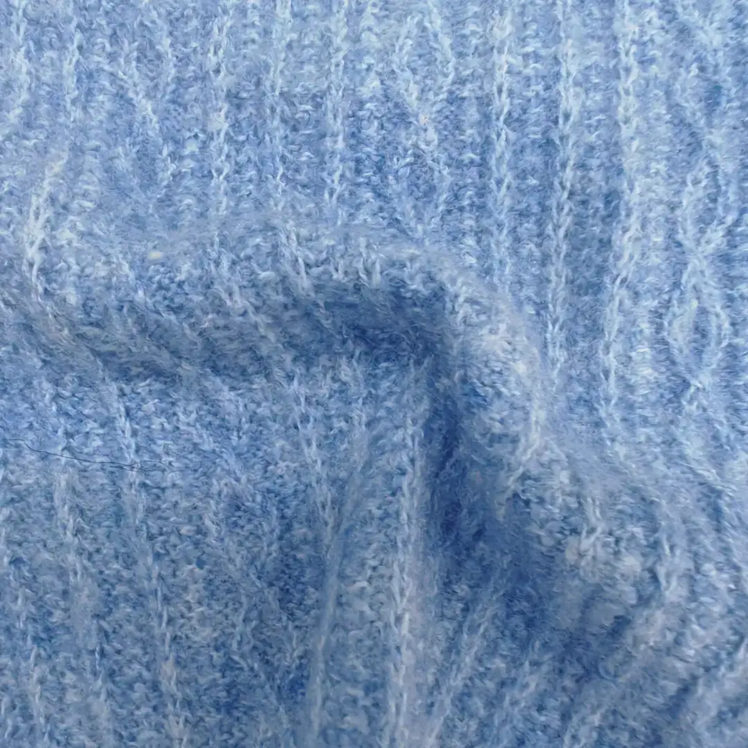 China Yarn for Crop Top,Hoodie,Open Cardigan (Sweater) Mossy Yarn Fancy Yarn Recycled Polyester Polyester Spandex Blue color buy from China wholesaler bulk order at wholesale price free worldwide shipping Alibaba