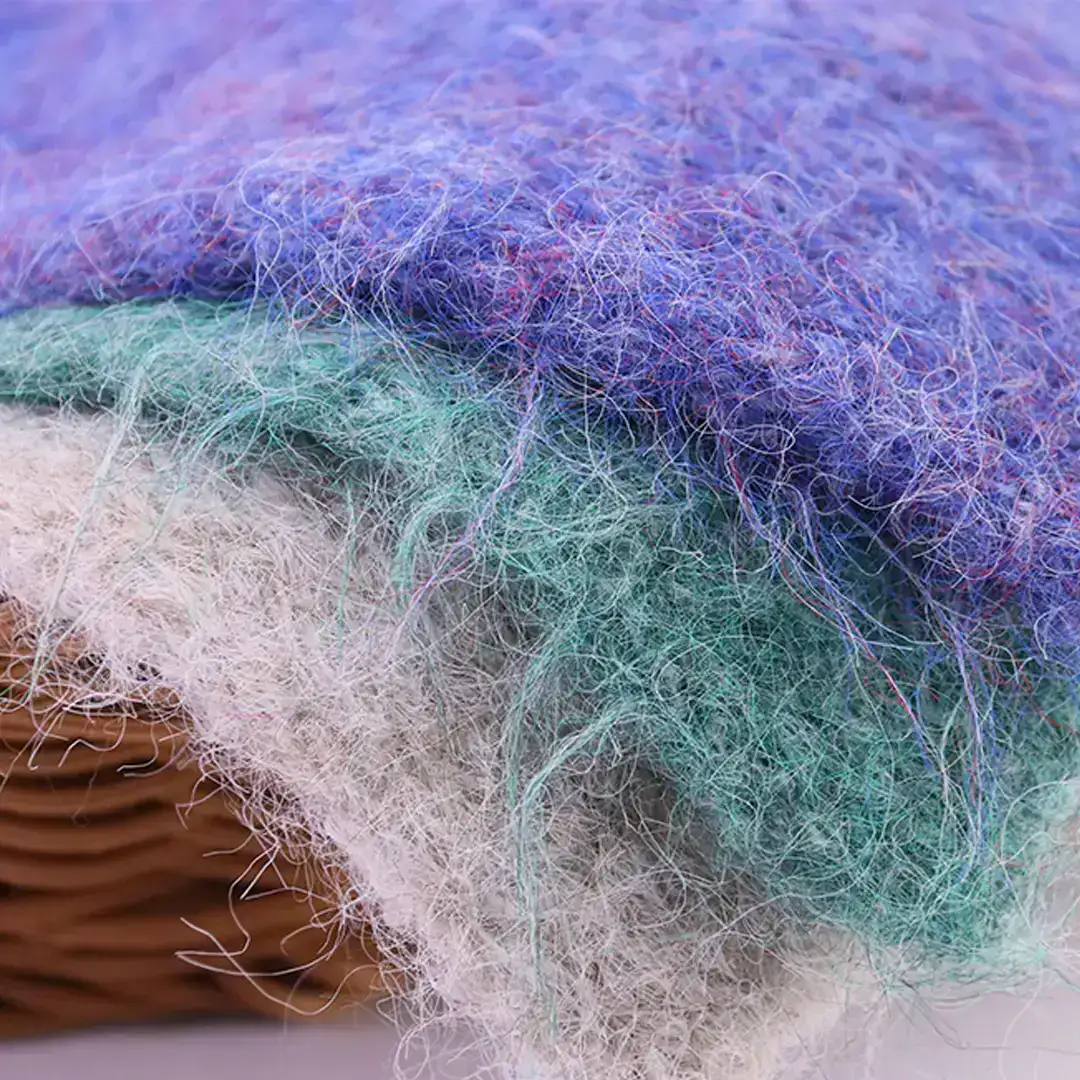 China Yarn for Open Cardigan (Sweater),Knitted Jacket (Sweater),Round Neck Pullover (Sweater) Mossy Yarn Fancy Yarn Nylon Acrylic Recycled Polyester Polyester Elastane Wool green、purple、apricot color buy from China wholesaler bulk order at wholesale price free worldwide shipping Alibaba