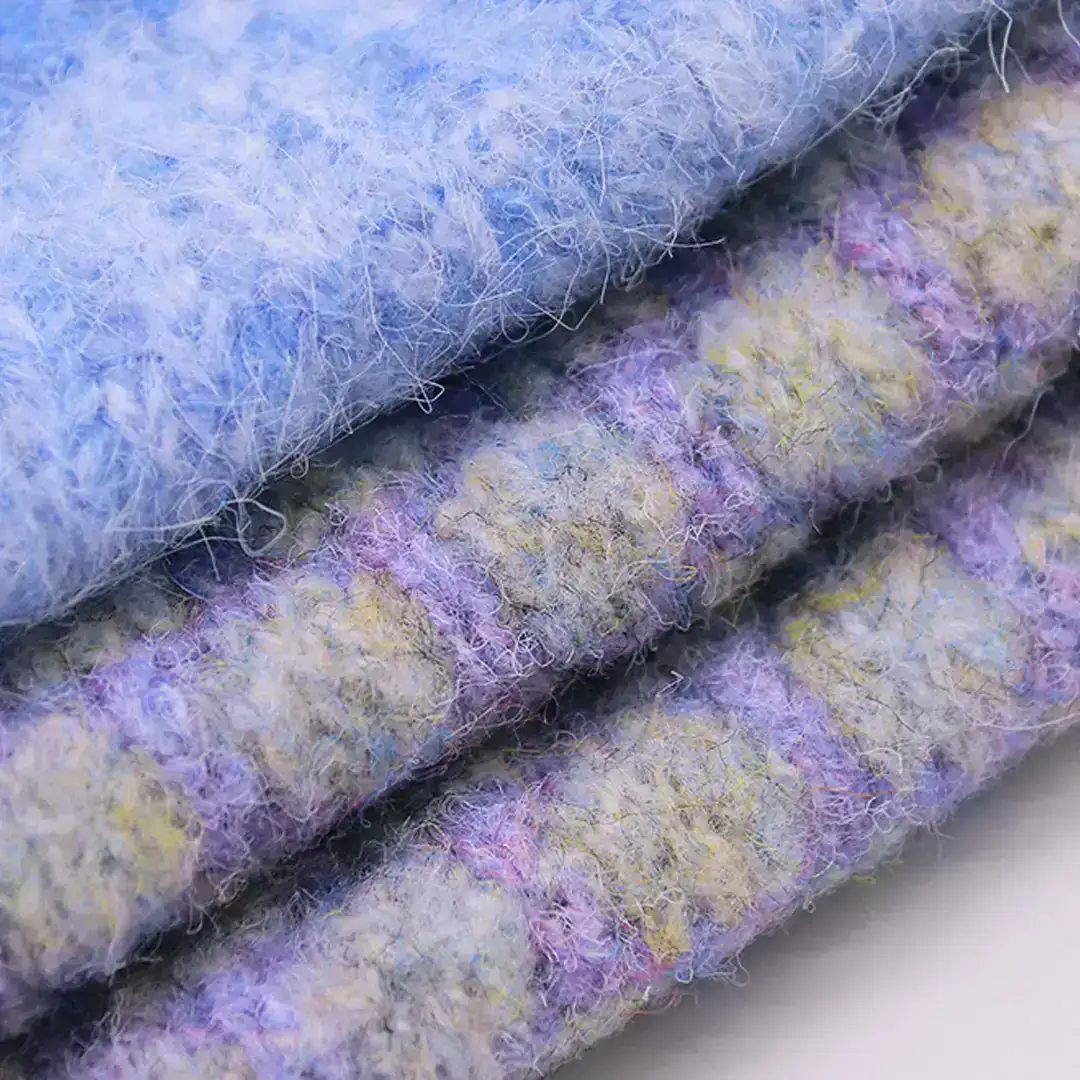 China Yarn for Open Cardigan (Sweater),Knitted Jacket (Sweater),Round Neck Pullover (Sweater) Mossy Yarn Fancy Yarn Acrylic Recycled Polyester Polyester Wool Elastane gray、brown、blue、purple color buy from China wholesaler bulk order at wholesale price free worldwide shipping Alibaba