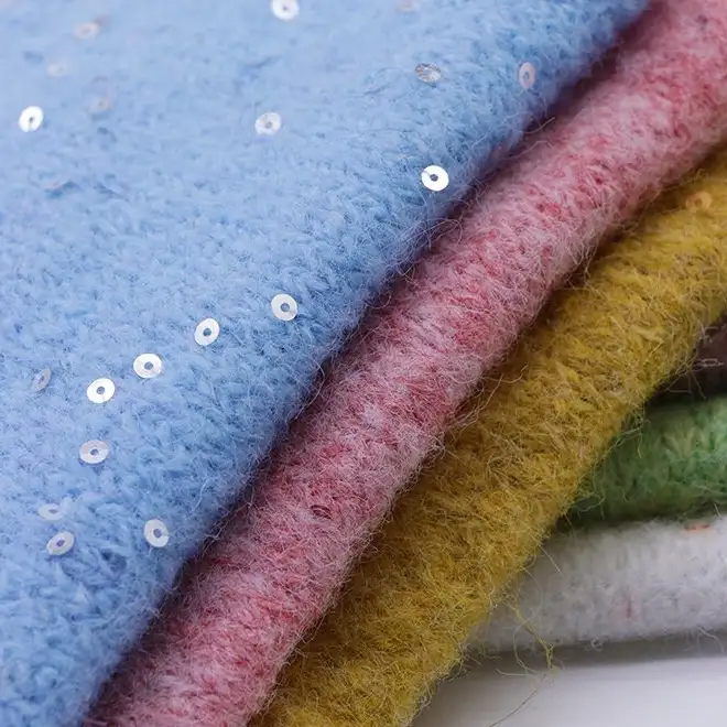China Yarn for Crop Top,Open Cardigan (Sweater),Full-Zipper Cardigan (Sweater),Half-Zipper Cardigan (Sweater),Round Neck Pullover (Sweater),Crew Neck Pullover (Sweater),Crop Top Pullover (Sweater),Loungewear Mossy Yarn Fancy Yarn Polyester Polyamide Wool Elastane 渐变色 color buy from China wholesaler bulk order at wholesale price free worldwide shipping Alibaba