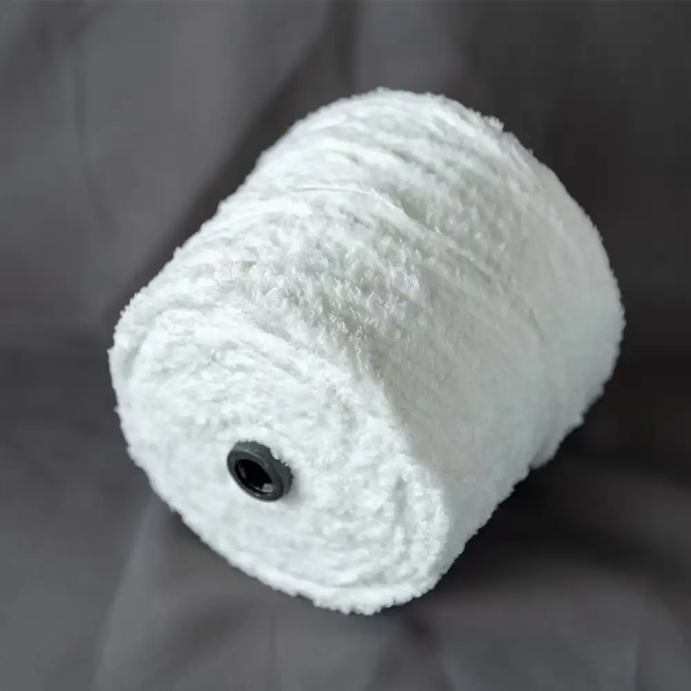 China Yarn for Crop Top,Pajamas,Ladies Vest (Sweater),Open Cardigan (Sweater),Round Neck Pullover (Sweater),Knitted Trousers (Sweater),Skirt (Sweater),Loungewear Teddy Yarn Fancy Yarn Polyester white color buy from China wholesaler bulk order at wholesale price free worldwide shipping Alibaba