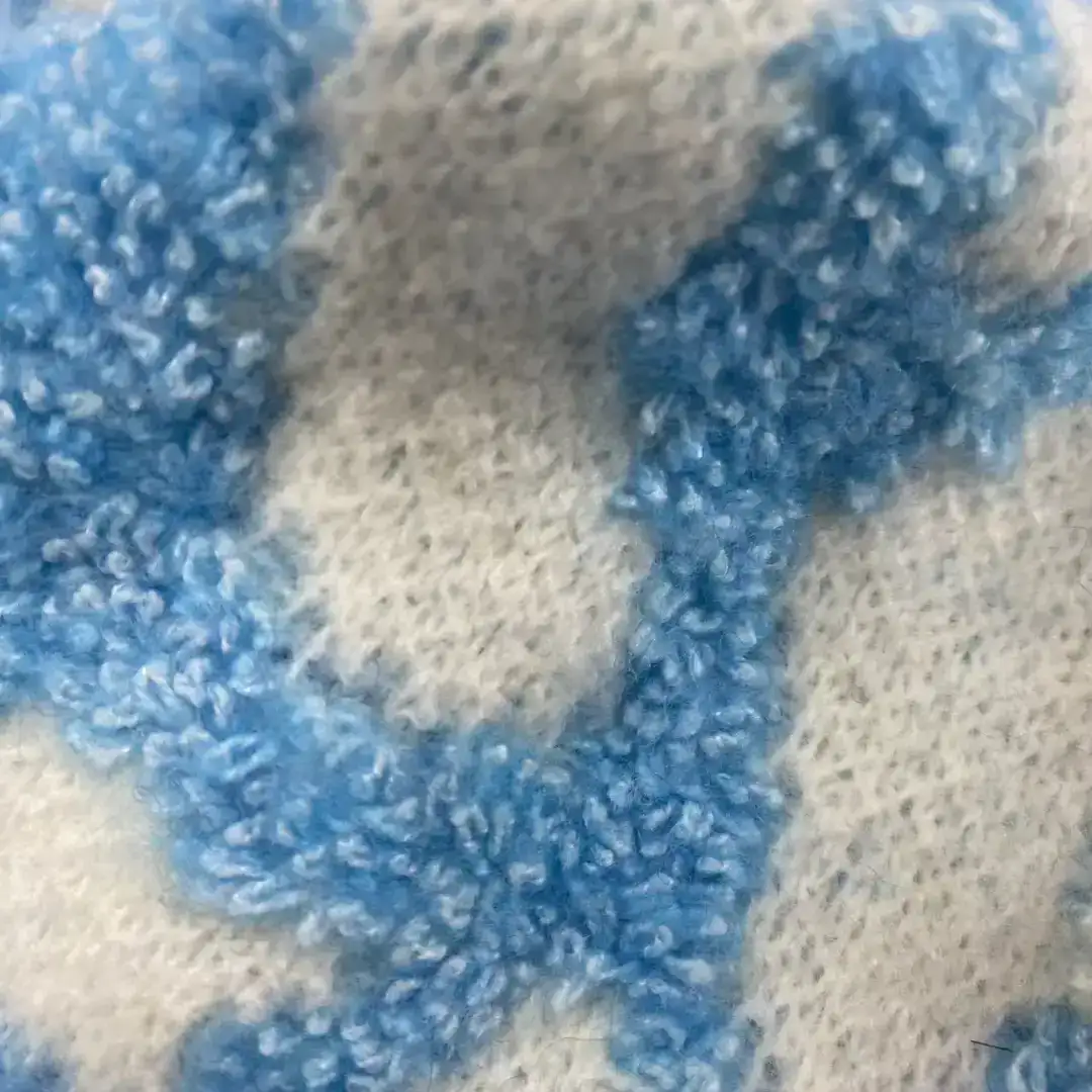 China Yarn for Open Cardigan (Sweater) Mossy Yarn Fancy Yarn Recycled Polyester Acrylic Wool Spandex BLUE color buy from China wholesaler bulk order at wholesale price free worldwide shipping Alibaba