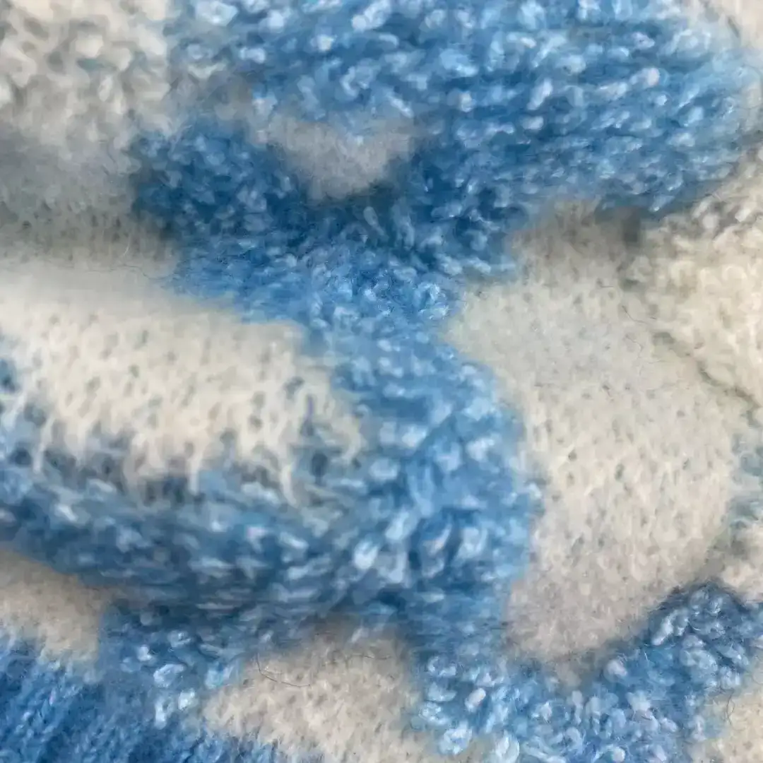China Yarn for Open Cardigan (Sweater) Mossy Yarn Fancy Yarn Recycled Polyester Acrylic Wool Spandex BLUE color buy from China wholesaler bulk order at wholesale price free worldwide shipping Alibaba